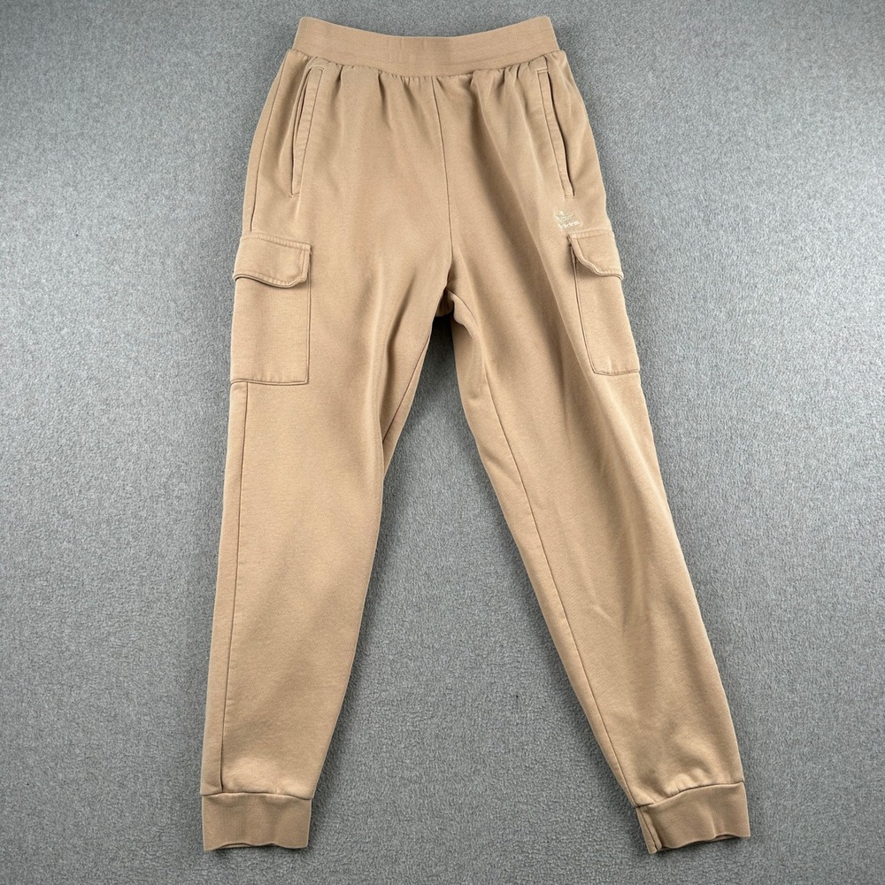 Adidas Cargo Joggers Youth XL Tan Trefoil‎ Fleece Sweatpants Tapered Leg Pants